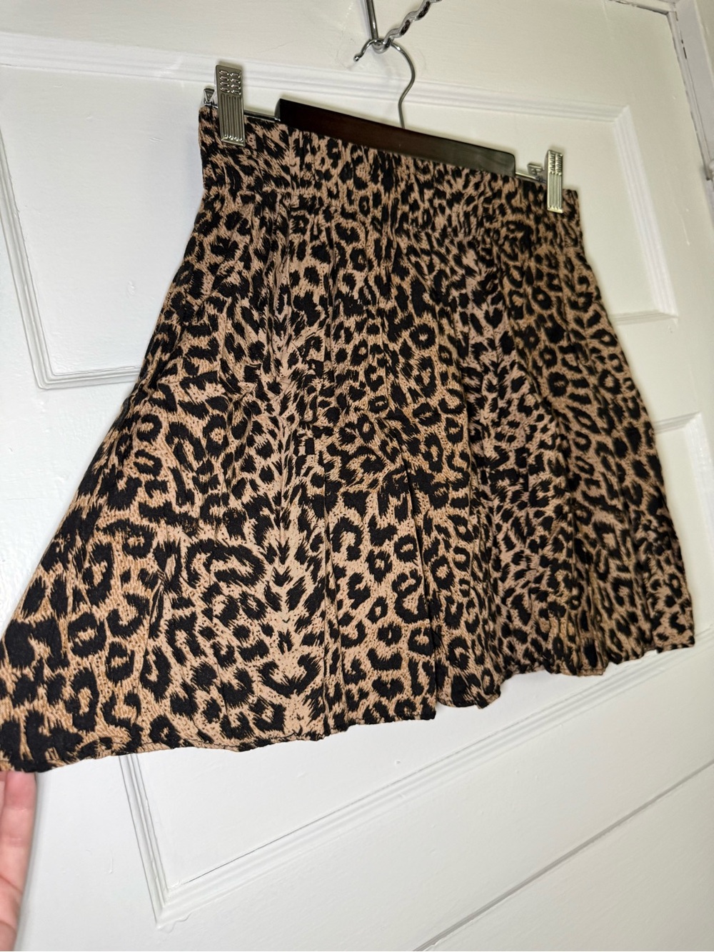 Vintage Y2K PINK Victoria's Secret Leopard Print Skater Skirt - Black & Tan Sz S